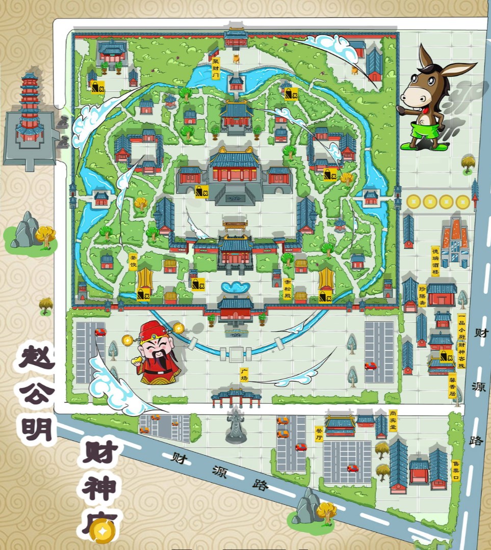 佳县寺庙类手绘地图